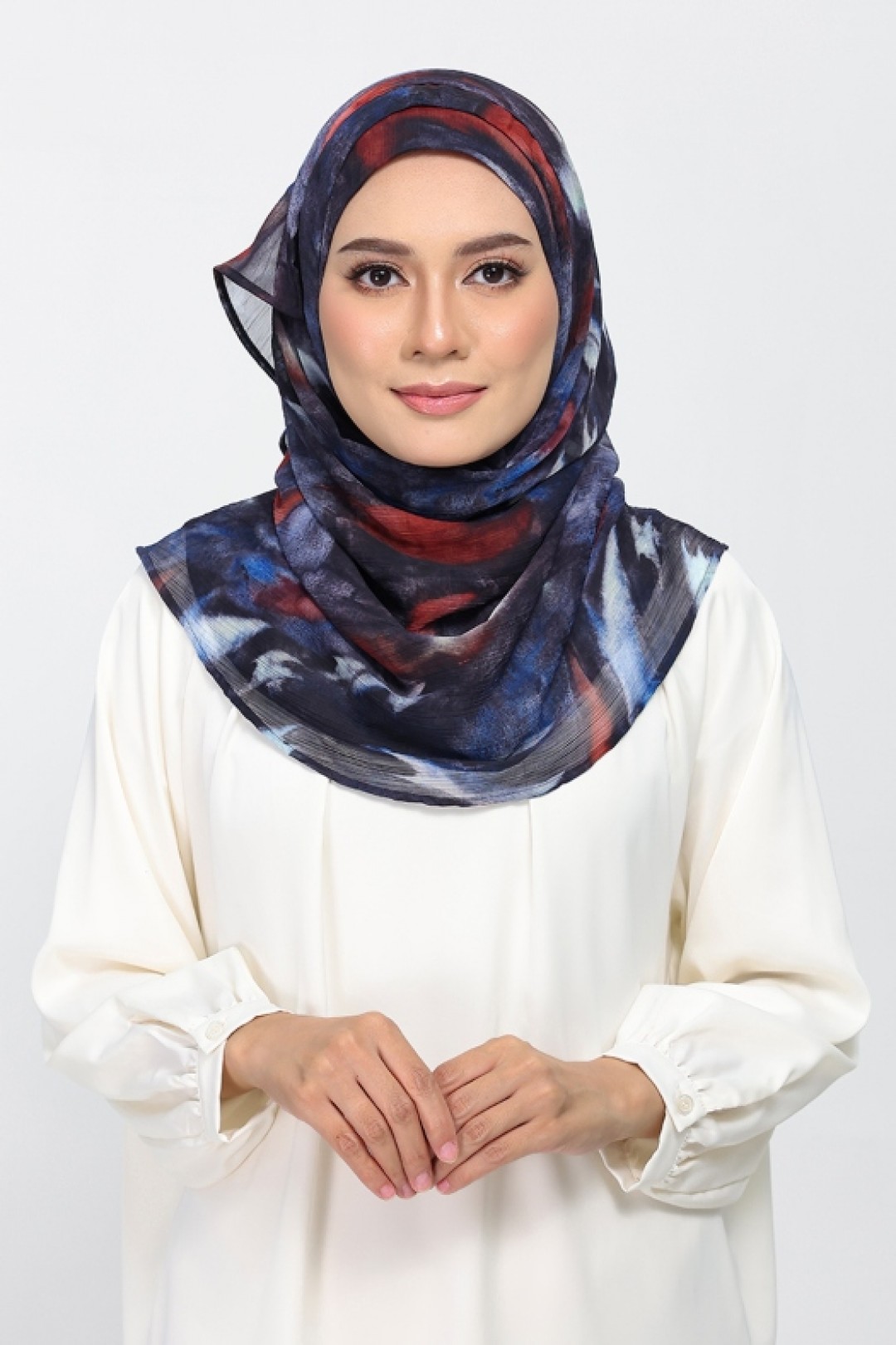 Molten Blues - Printed Plus Crinkled Chiffon