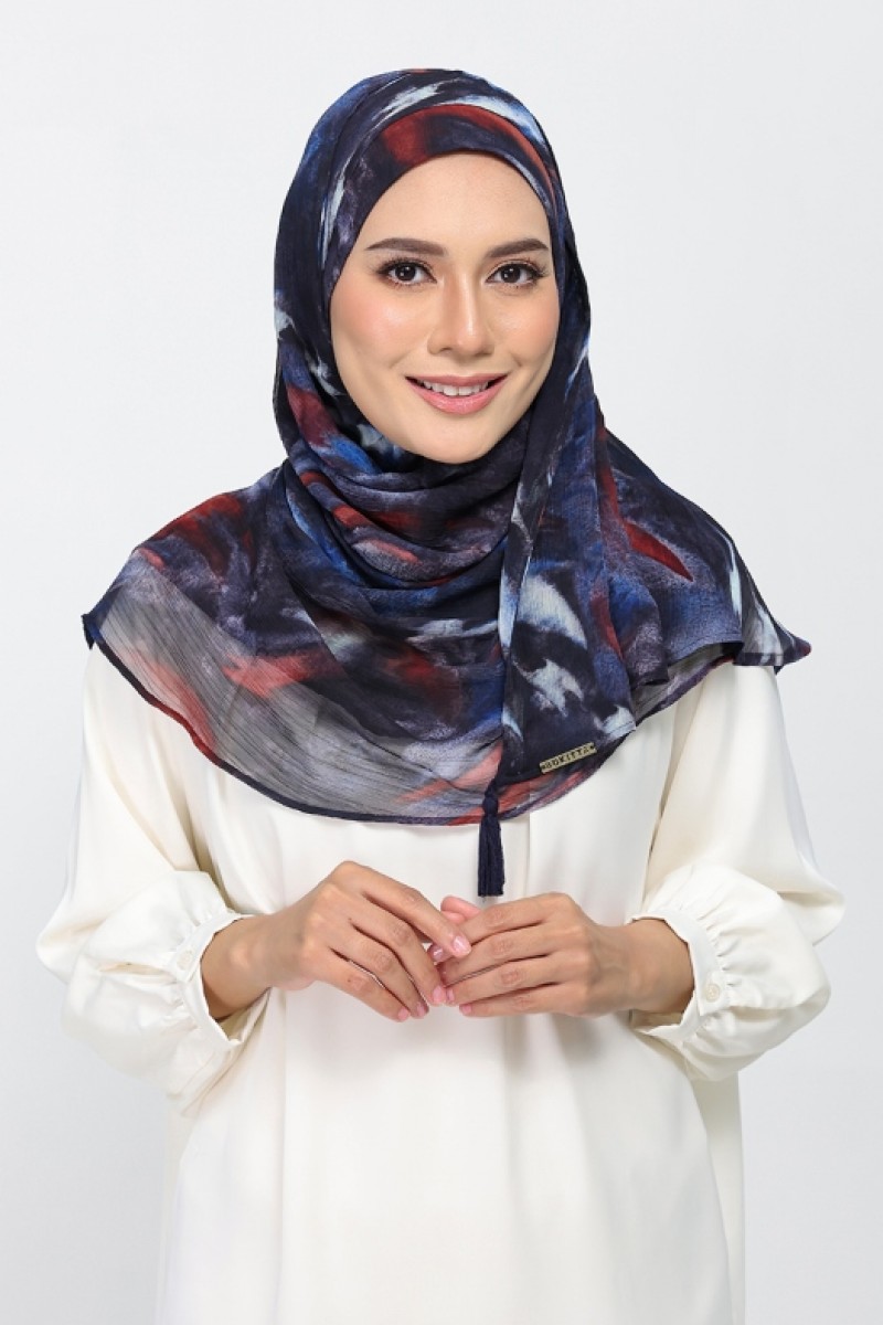 Molten Blues - Printed Plus Crinkled Chiffon
