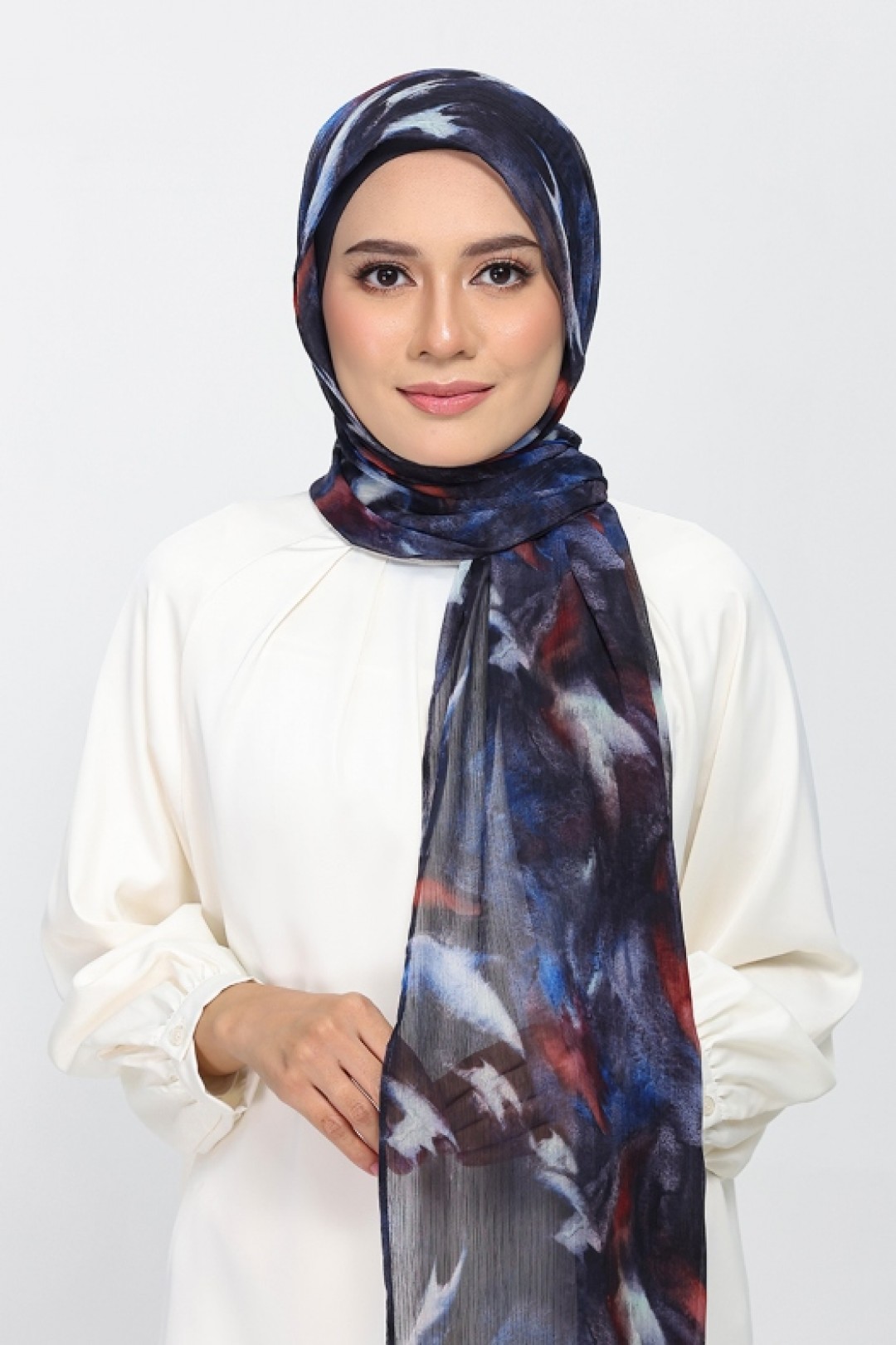 Molten Blues - Printed Plus Crinkled Chiffon