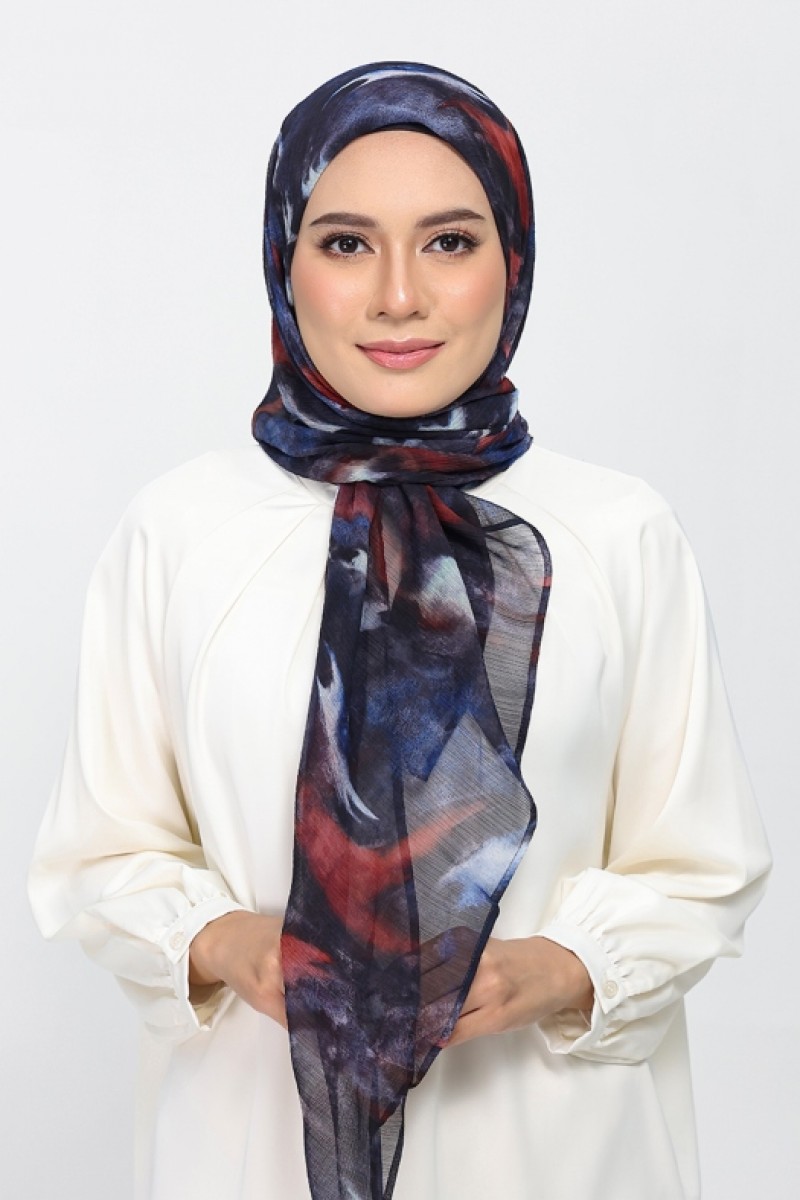Molten Blues - Printed Plus Crinkled Chiffon