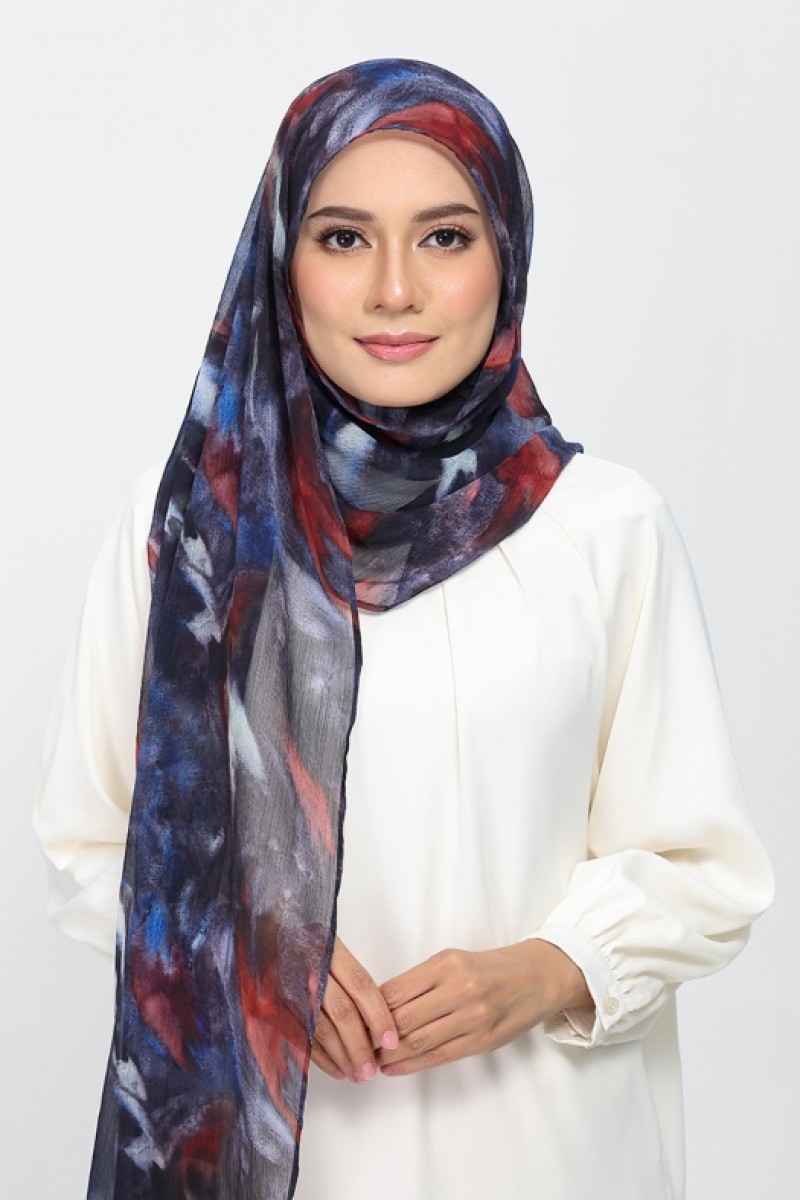 Molten Blues - Printed Plus Crinkled Chiffon