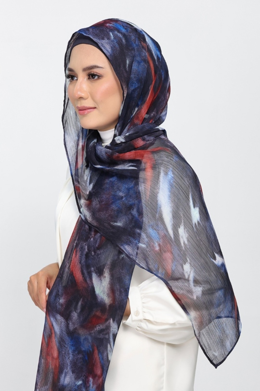 Molten Blues - Printed Plus Crinkled Chiffon