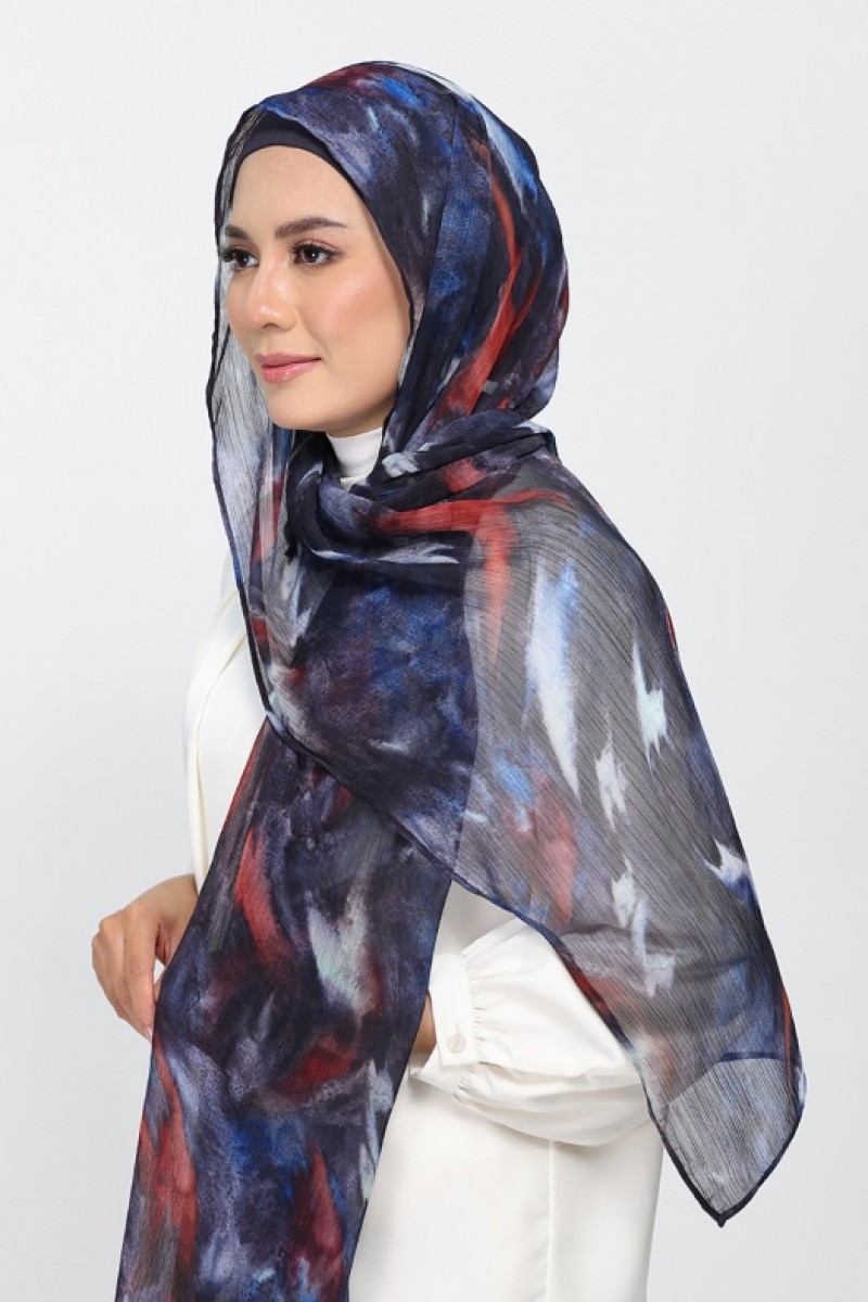 Molten Blues - Printed Plus Crinkled Chiffon