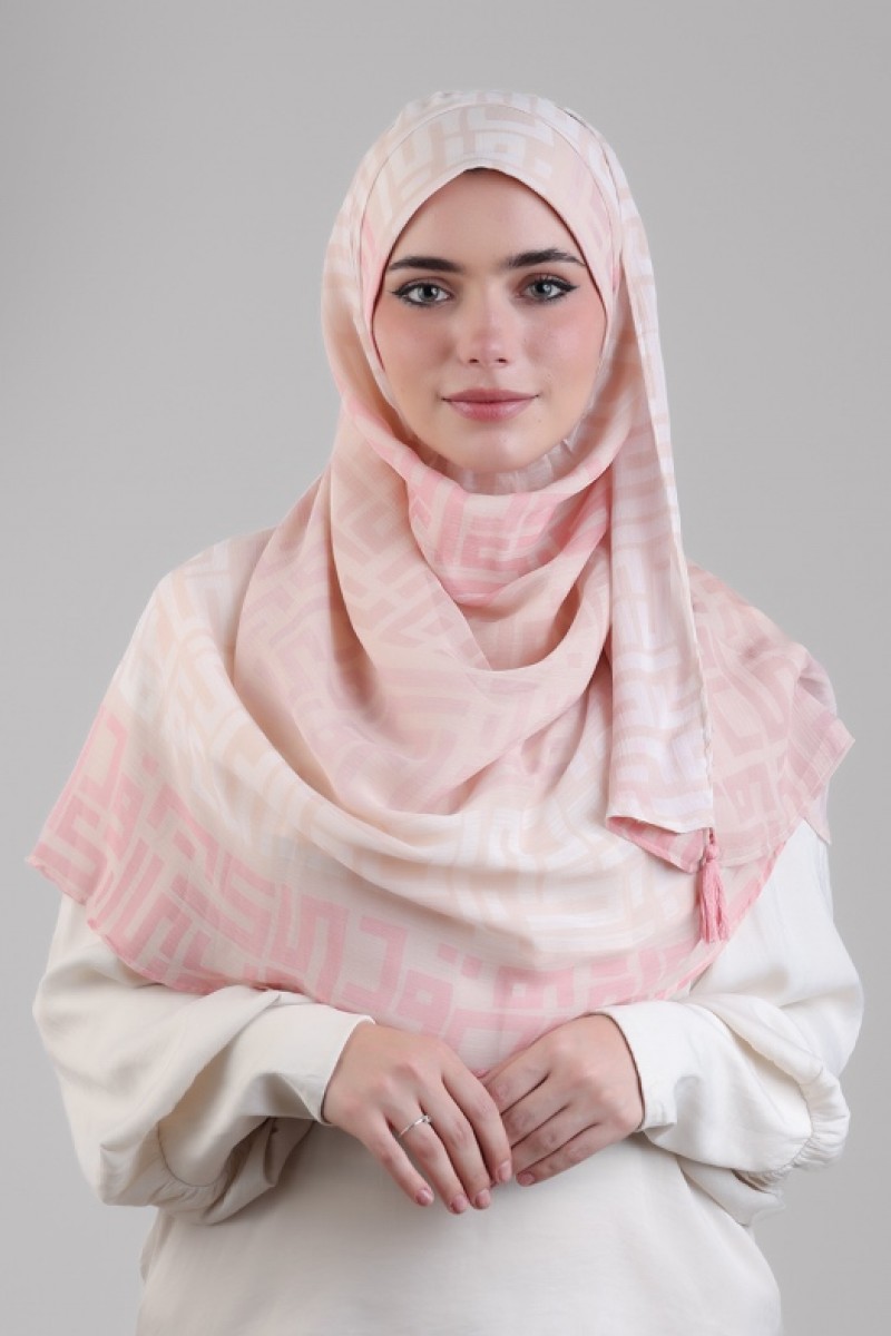 Monogram Pink - Printed Plus Crinkled Chiffon