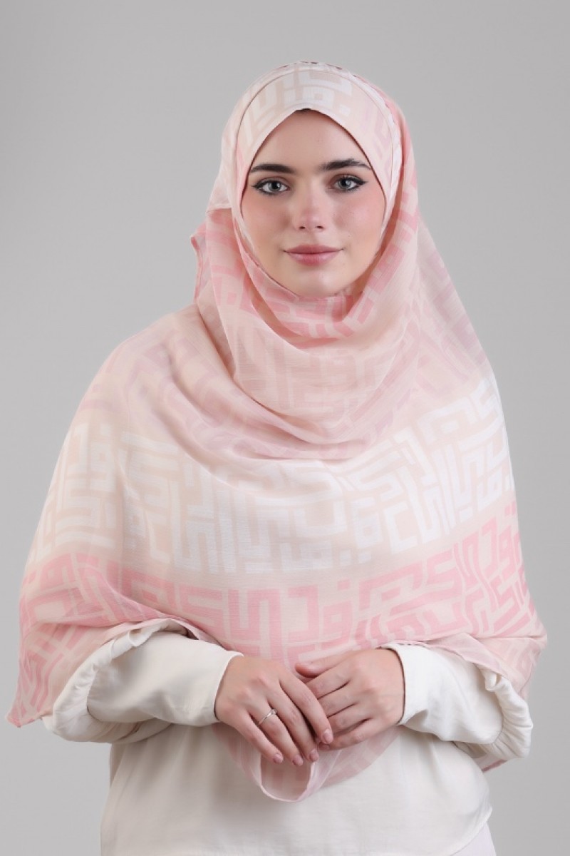 Monogram Pink - Printed Plus Crinkled Chiffon
