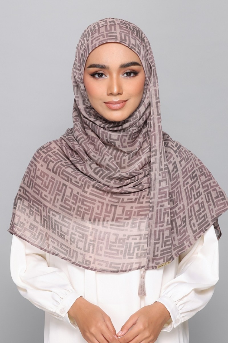 Monogram Taupe - Printed Plus Crinkled Chiffon