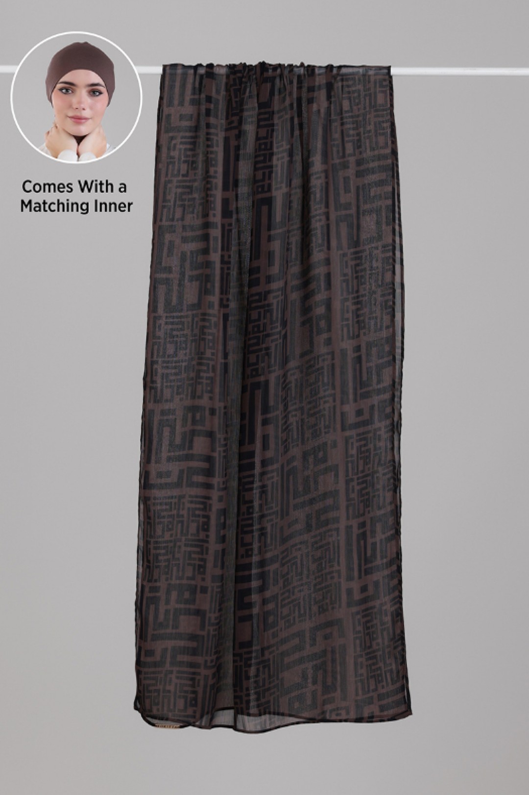 Monogram Brown - Printed Plus Crinkled Chiffon
