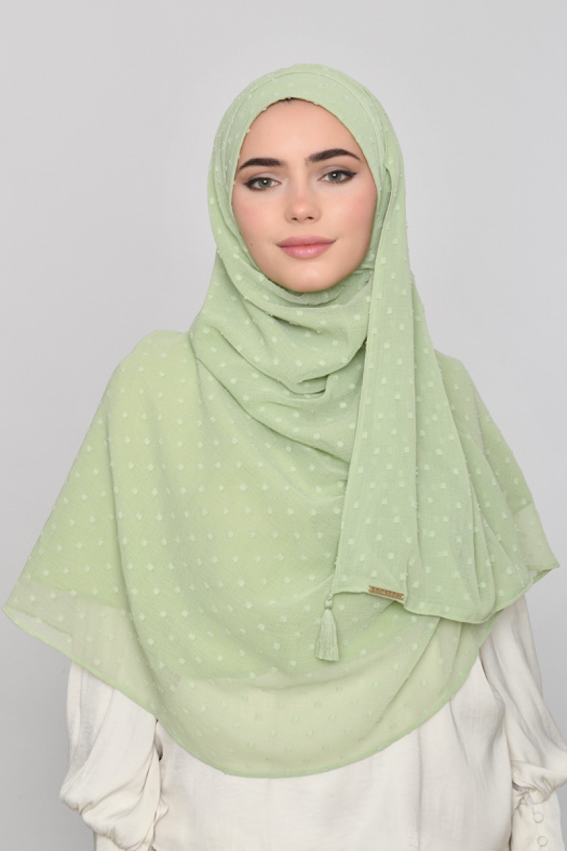 Moss Green - Plain Mosaic Butti Chiffon