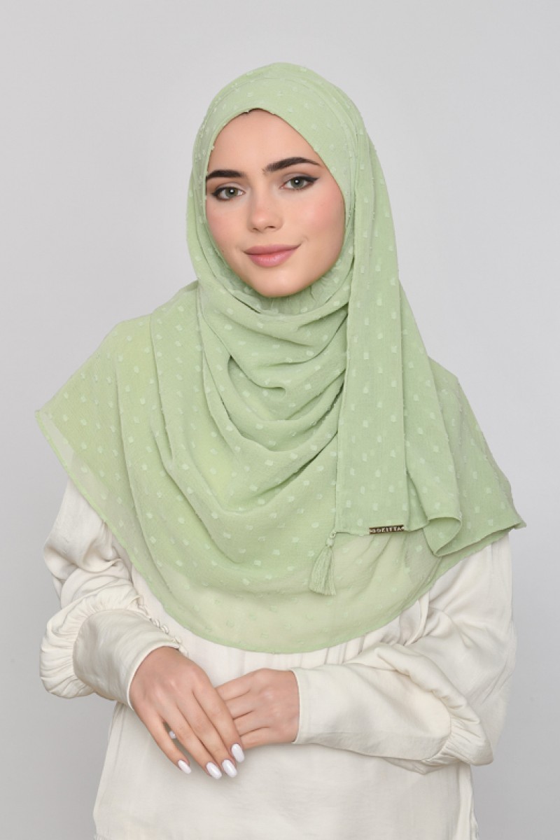 Moss Green - Plain Mosaic Butti Chiffon