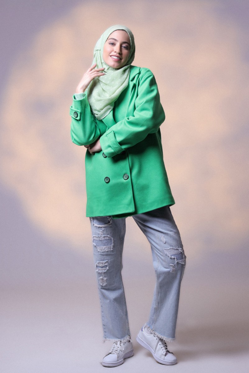 Moss Green - Plain Mosaic Butti Chiffon