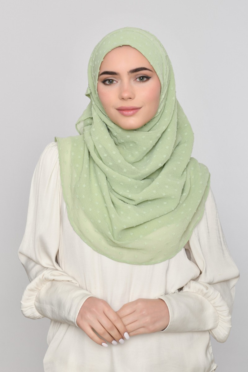 Moss Green - Plain Mosaic Butti Chiffon