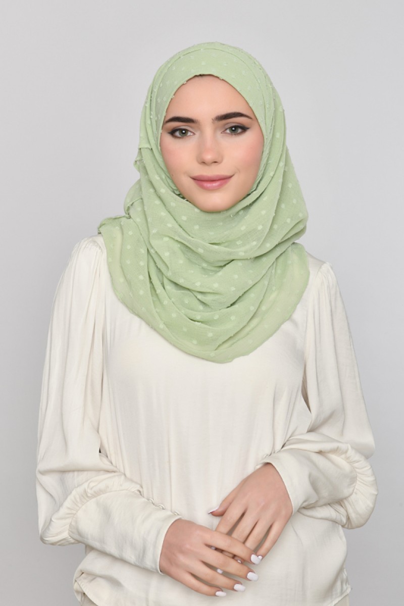 Moss Green - Plain Mosaic Butti Chiffon