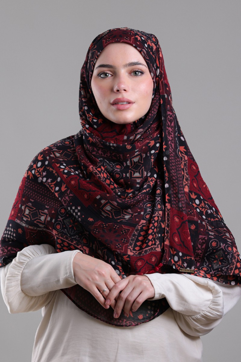 Mozayeek - Printed Plus Crinkled Chiffon