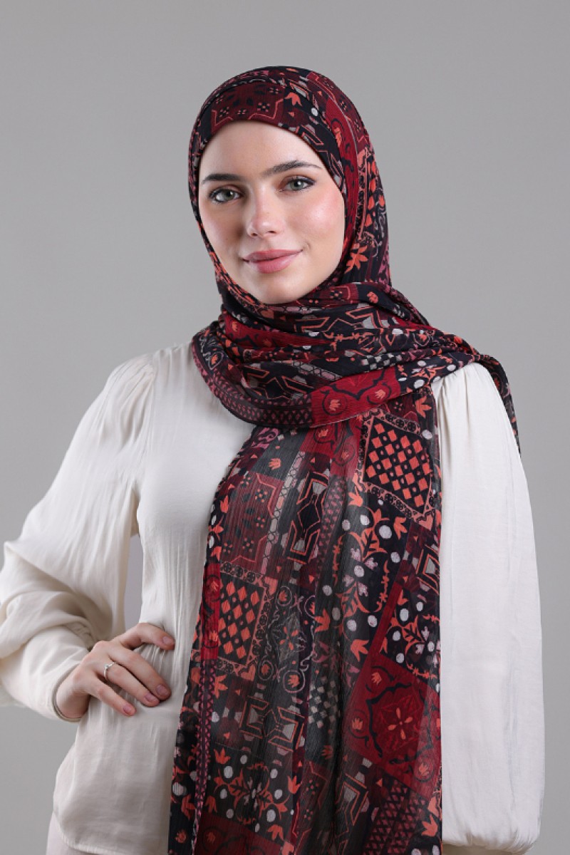 Mozayeek - Printed Plus Crinkled Chiffon