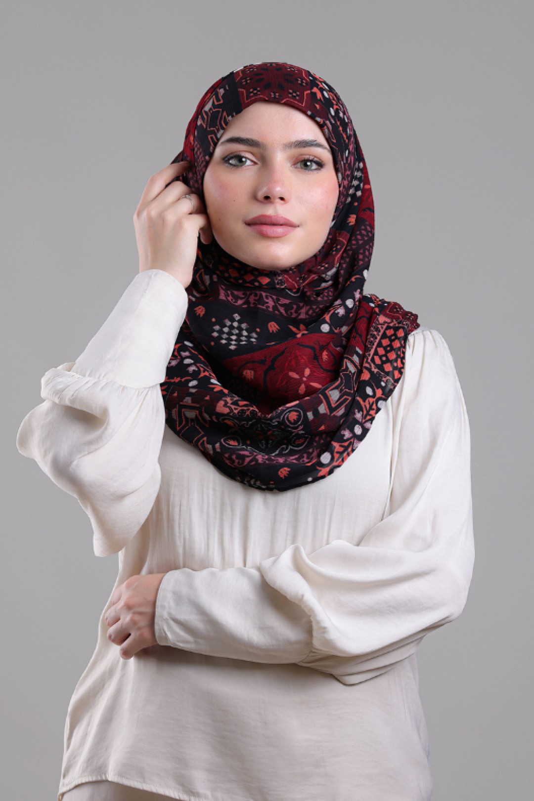 Mozayeek - Printed Plus Crinkled Chiffon