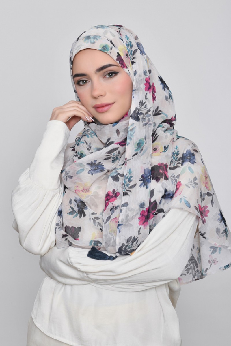 Narjis - Printed Crinkled Chiffon - Bucket Hat