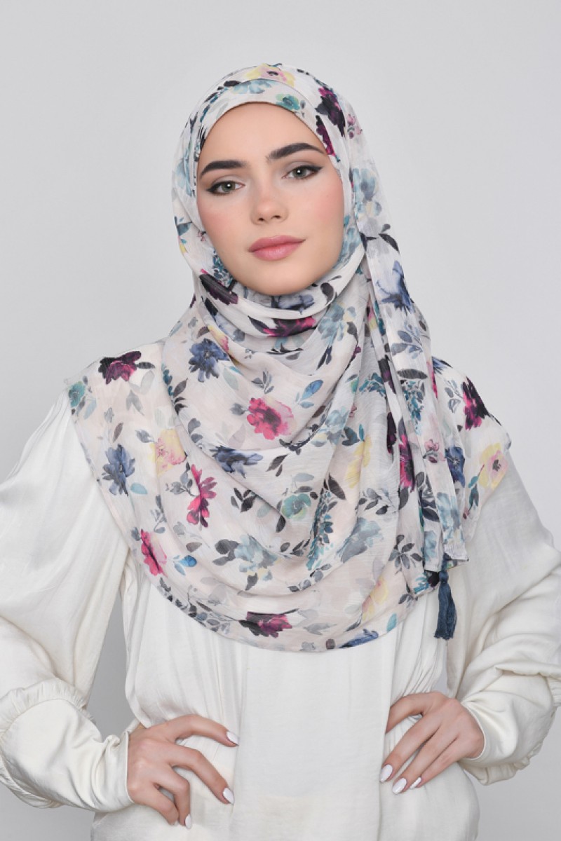 Narjis - Printed Crinkled Chiffon - Bucket Hat