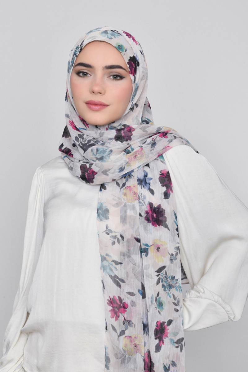 Narjis - Printed Crinkled Chiffon - Bucket Hat