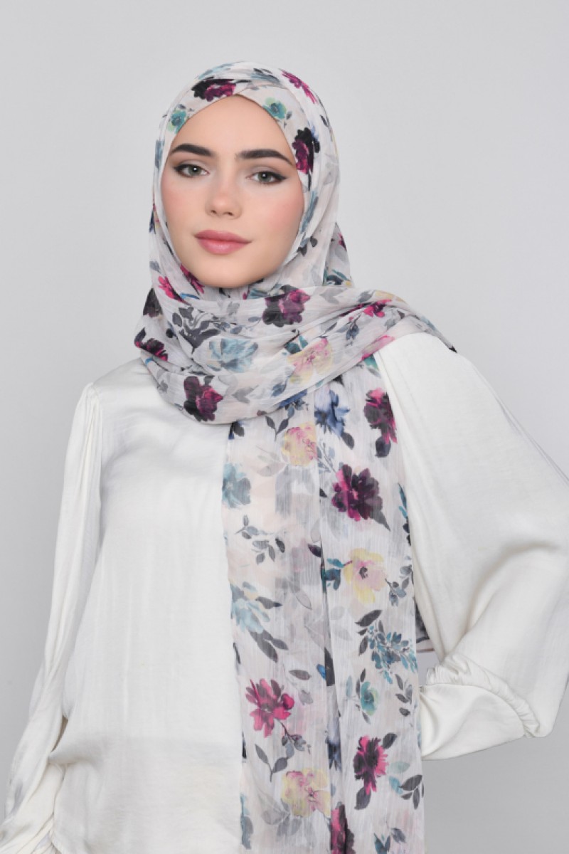 Narjis - Printed Crinkled Chiffon - Bucket Hat