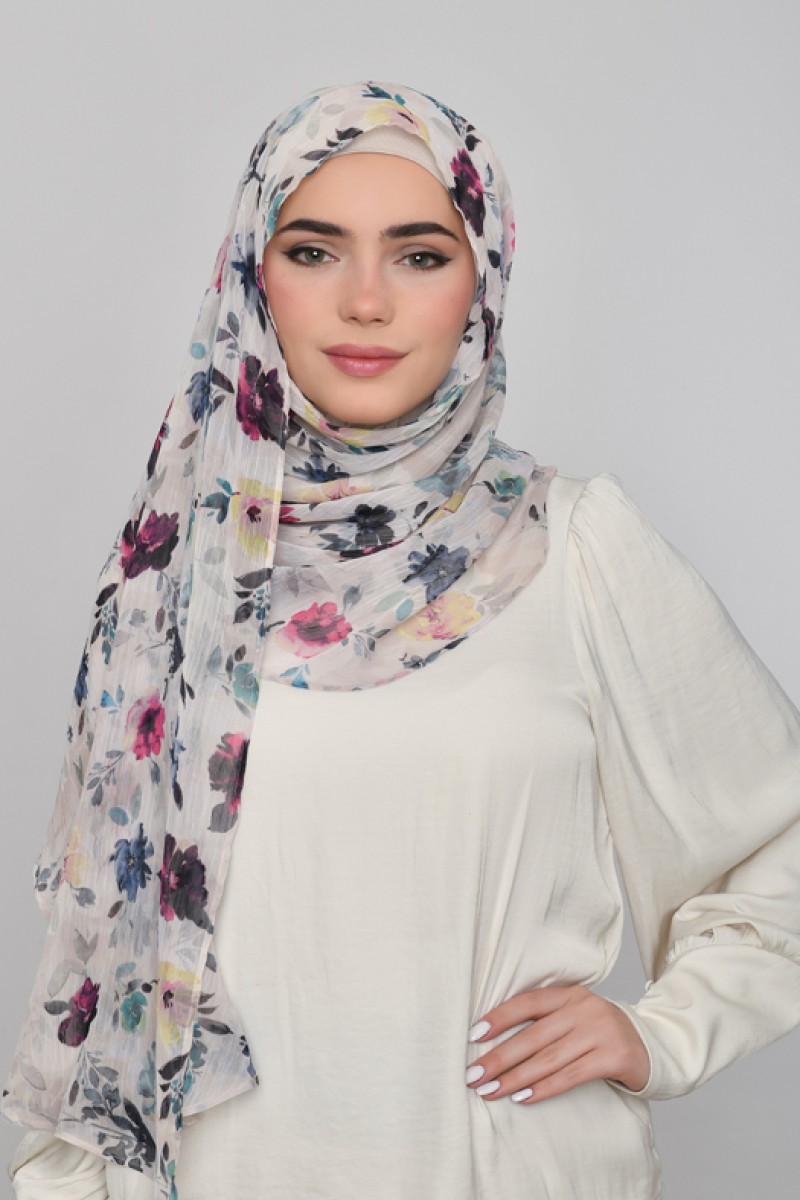 Narjis - Printed Crinkled Chiffon - Bucket Hat