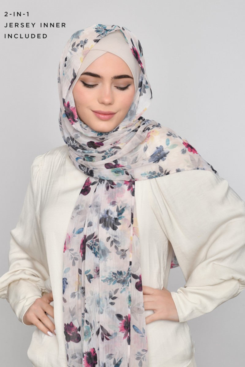 Narjis - Printed Crinkled Chiffon - Bucket Hat