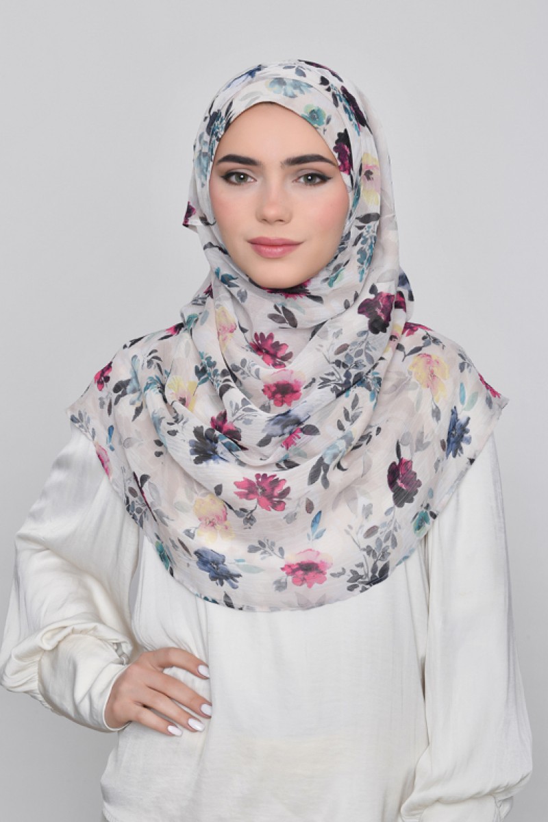 Narjis - Printed Crinkled Chiffon - Bucket Hat