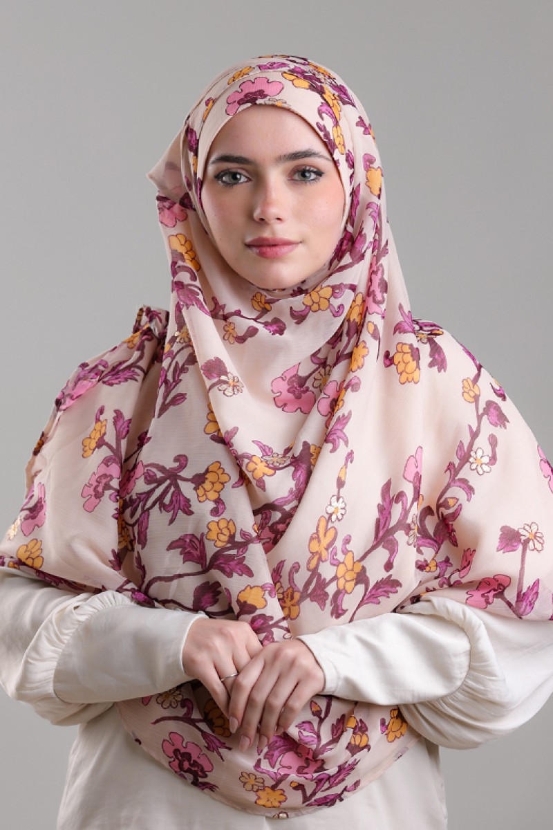 Nasir - Printed Plus Crinkled Chiffon with Foil