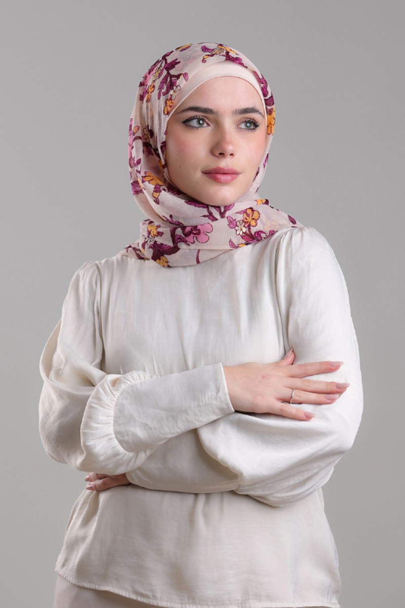 Nasir - Printed Plus Crinkled Chiffon with Foil