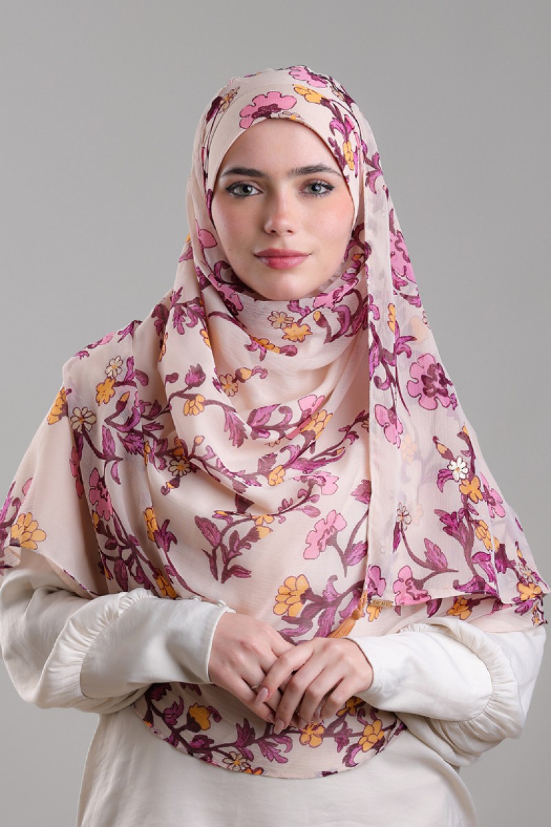 Nasir - Printed Plus Crinkled Chiffon with Foil