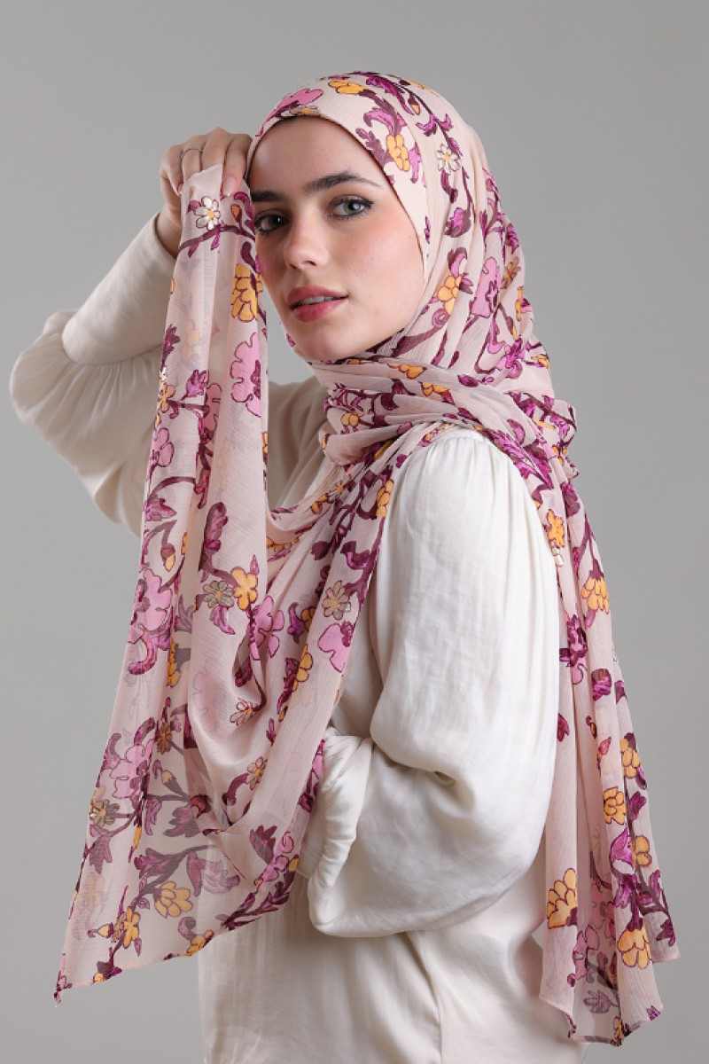 Nasir - Printed Plus Crinkled Chiffon with Foil
