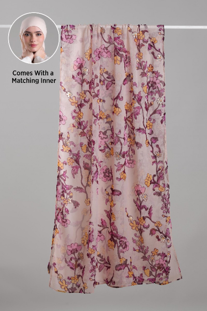 Nasir - Printed Plus Crinkled Chiffon with Foil
