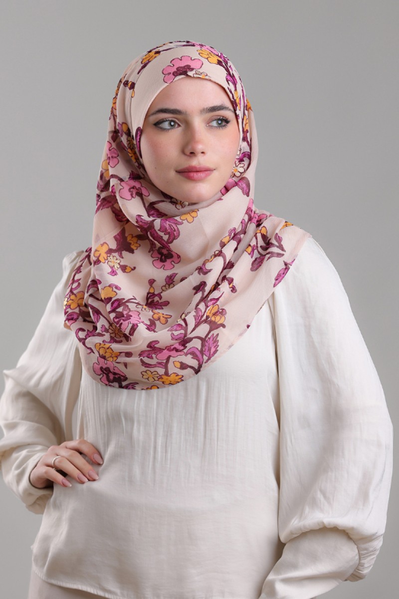 Nasir - Printed Plus Crinkled Chiffon with Foil