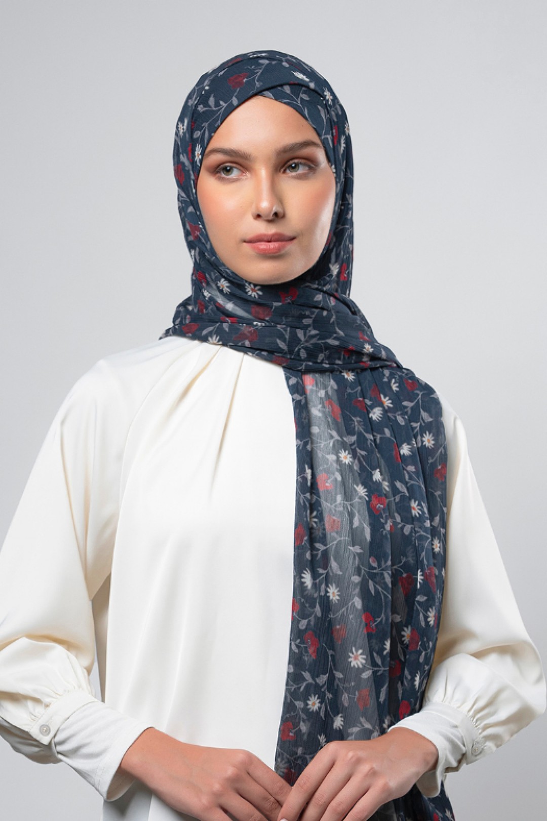 Nautical Blossoms - Printed Plus Crinkled Chiffon