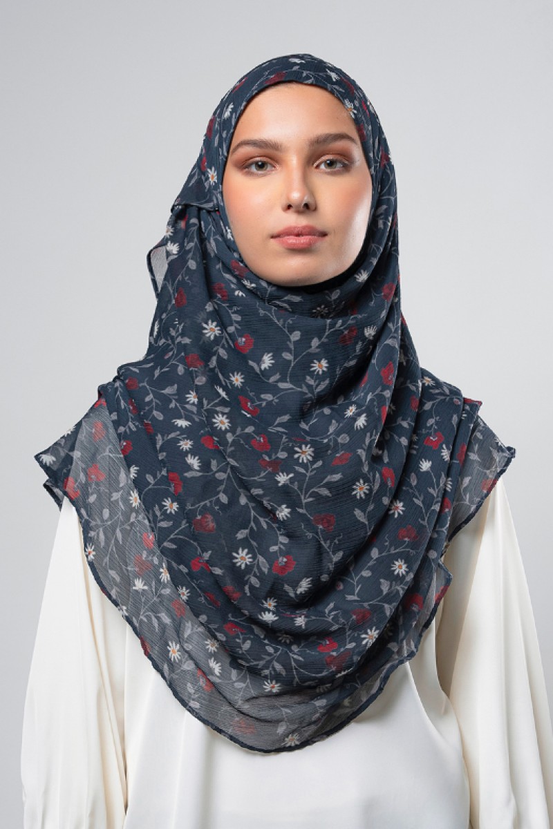 Nautical Blossoms - Printed Plus Crinkled Chiffon