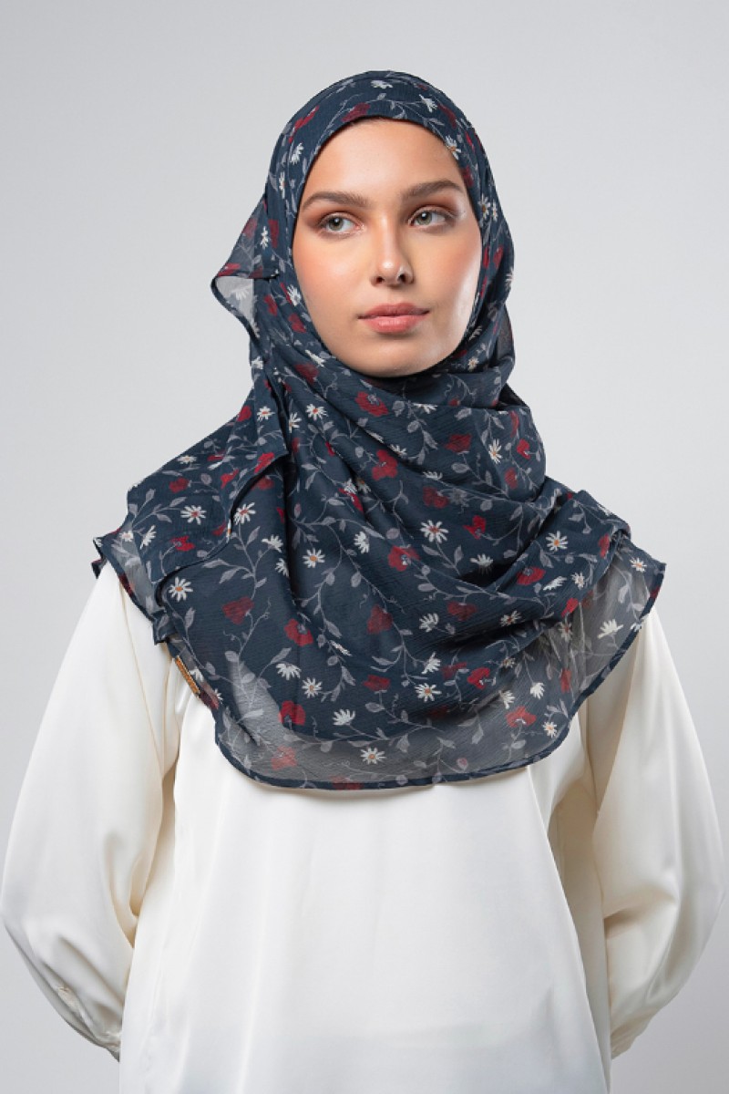 Nautical Blossoms - Printed Plus Crinkled Chiffon