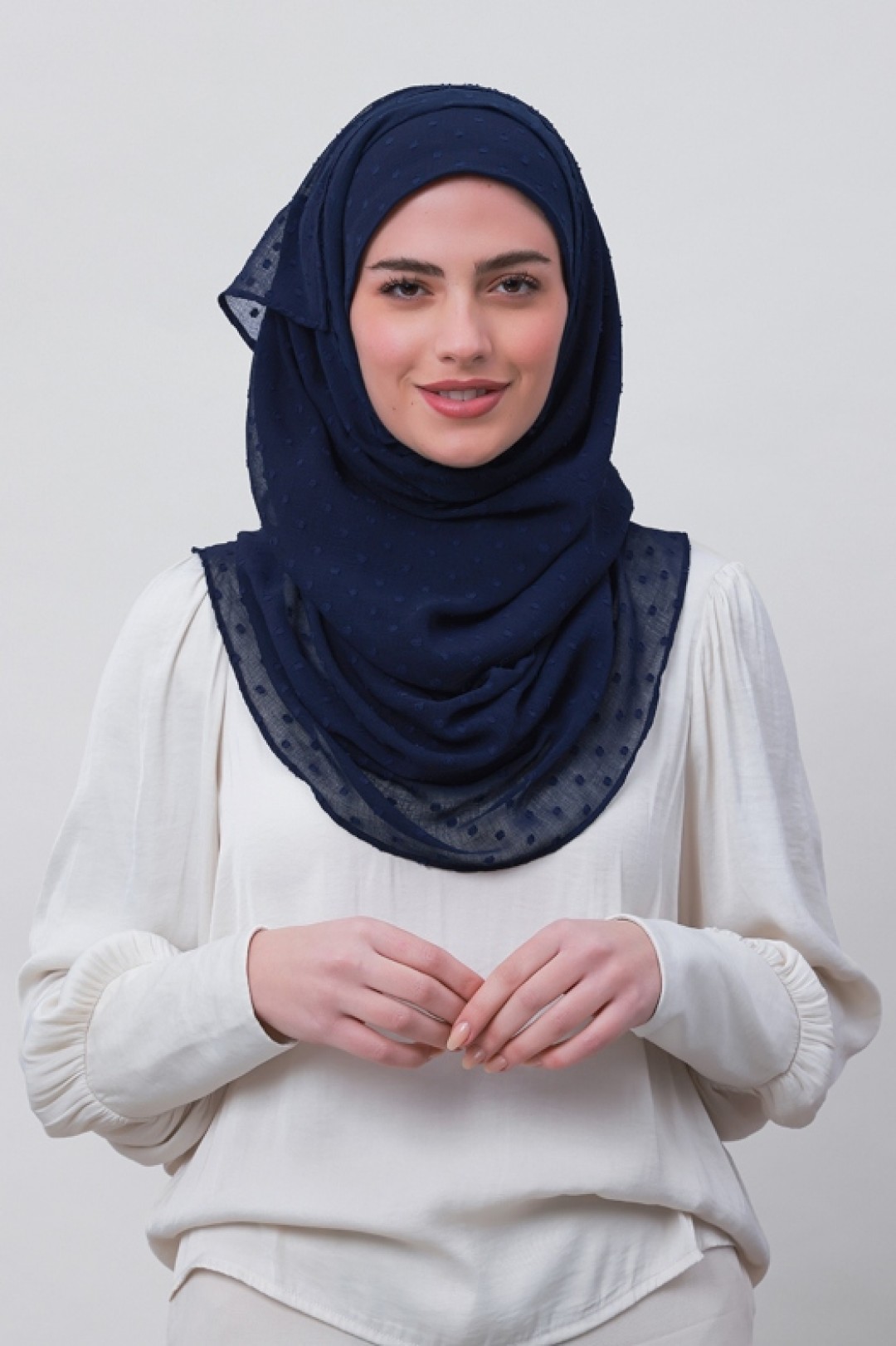 Captain Blue - Plain Mosaic Butti Chiffon