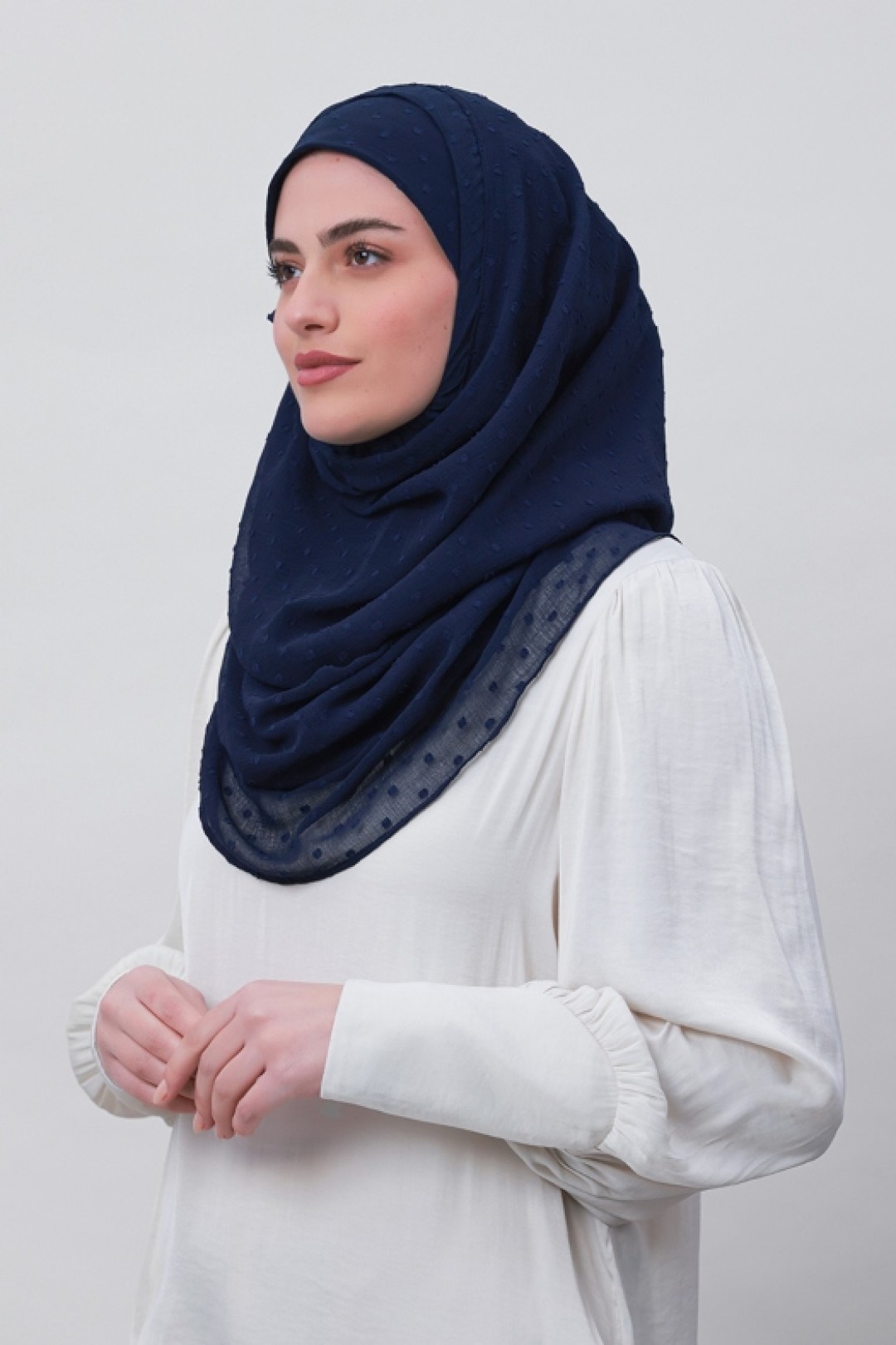 Captain Blue - Plain Mosaic Butti Chiffon