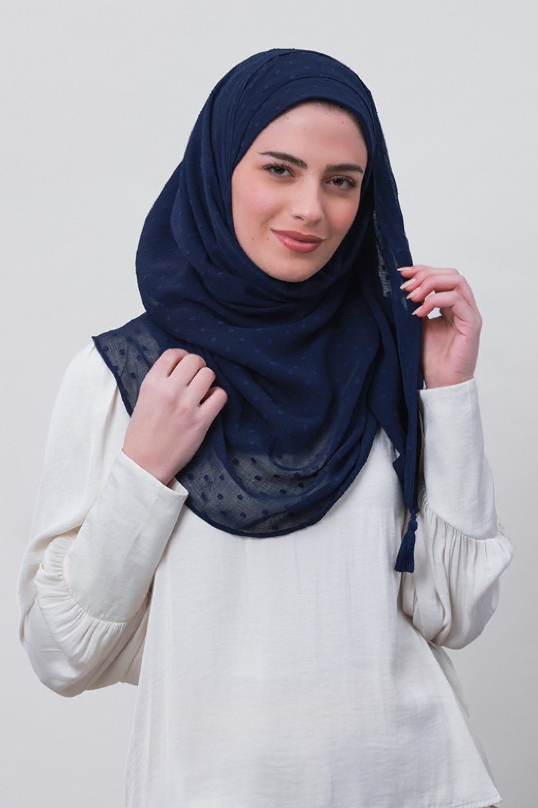 Captain Blue - Plain Mosaic Butti Chiffon