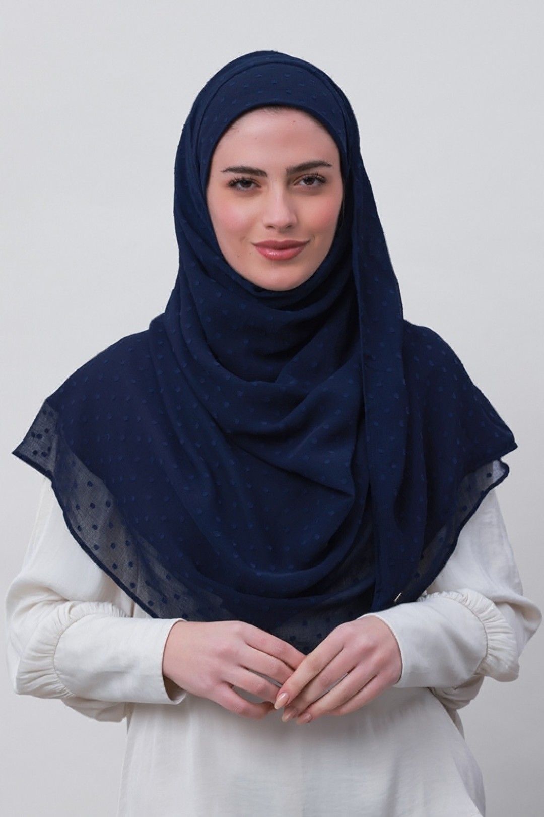 Captain Blue - Plain Mosaic Butti Chiffon