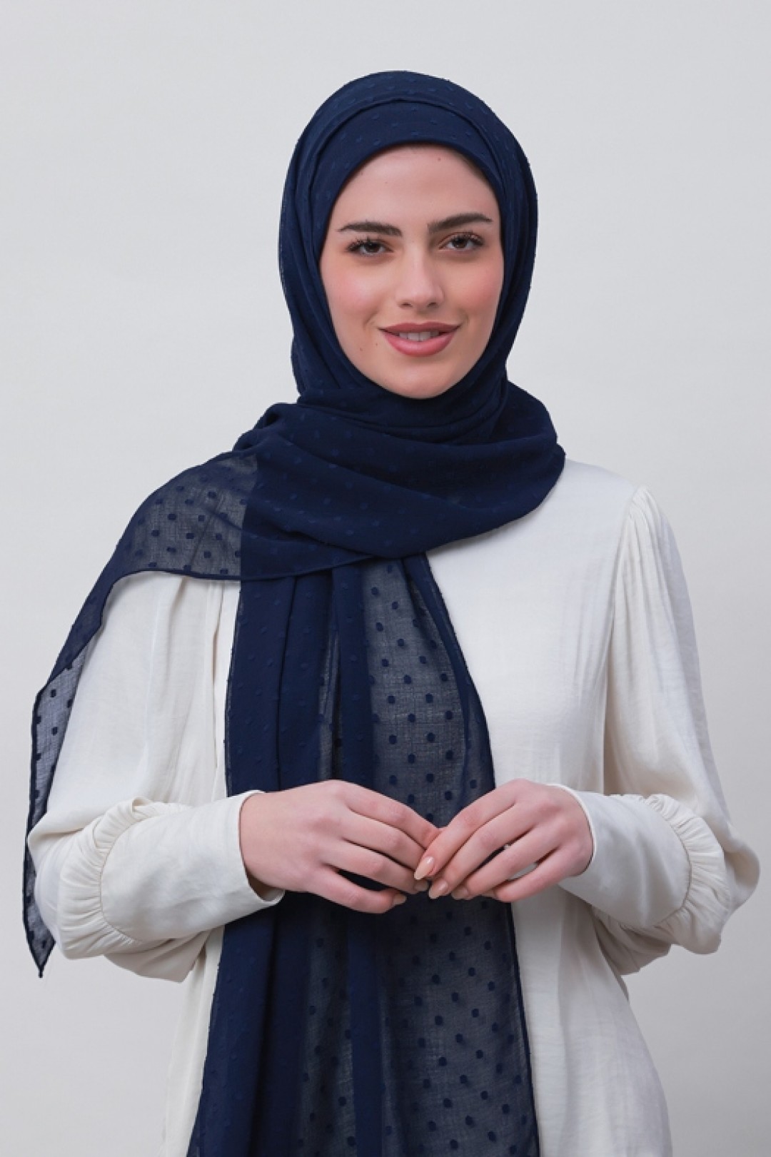 Captain Blue - Plain Mosaic Butti Chiffon