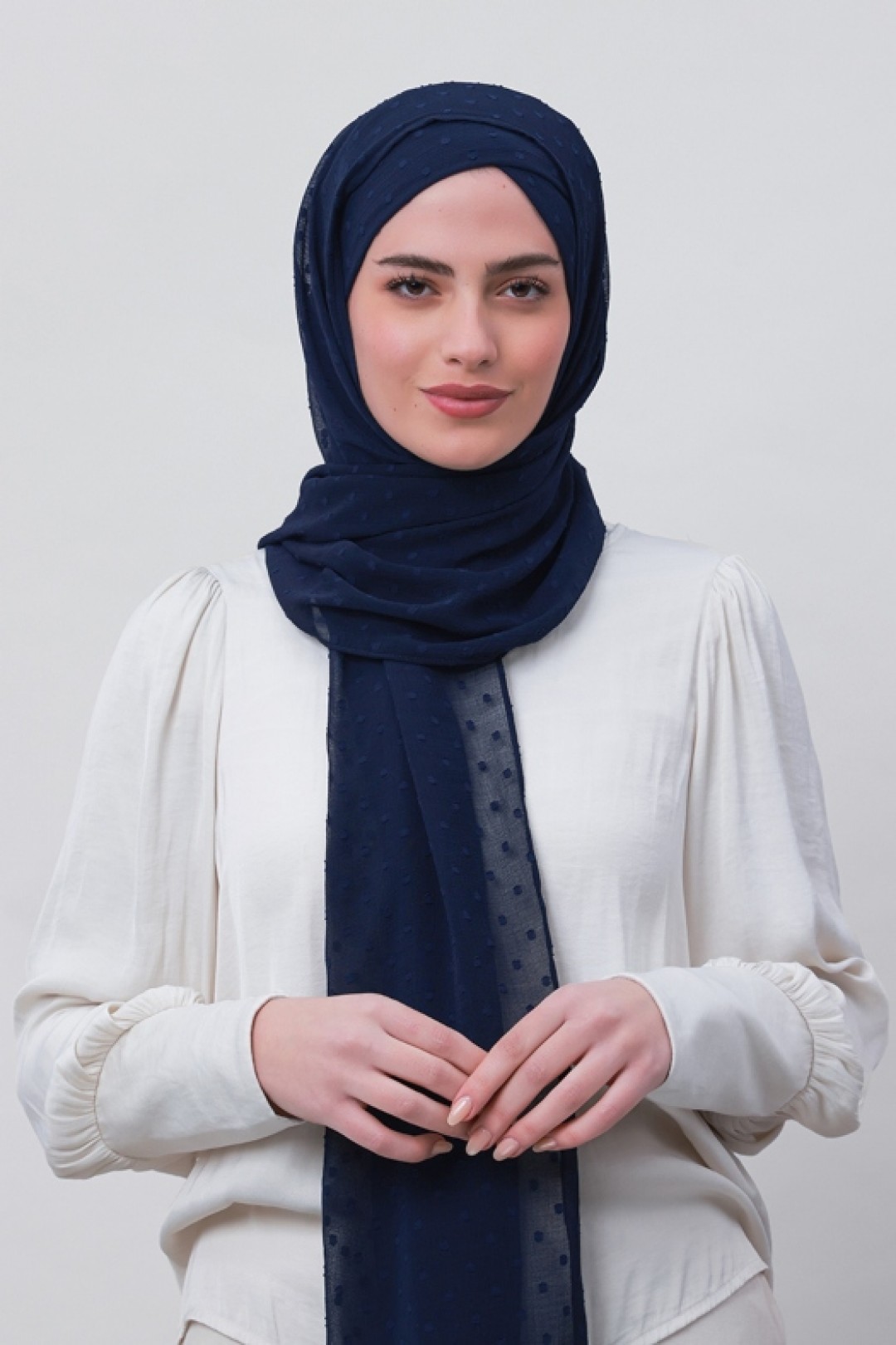 Captain Blue - Plain Mosaic Butti Chiffon