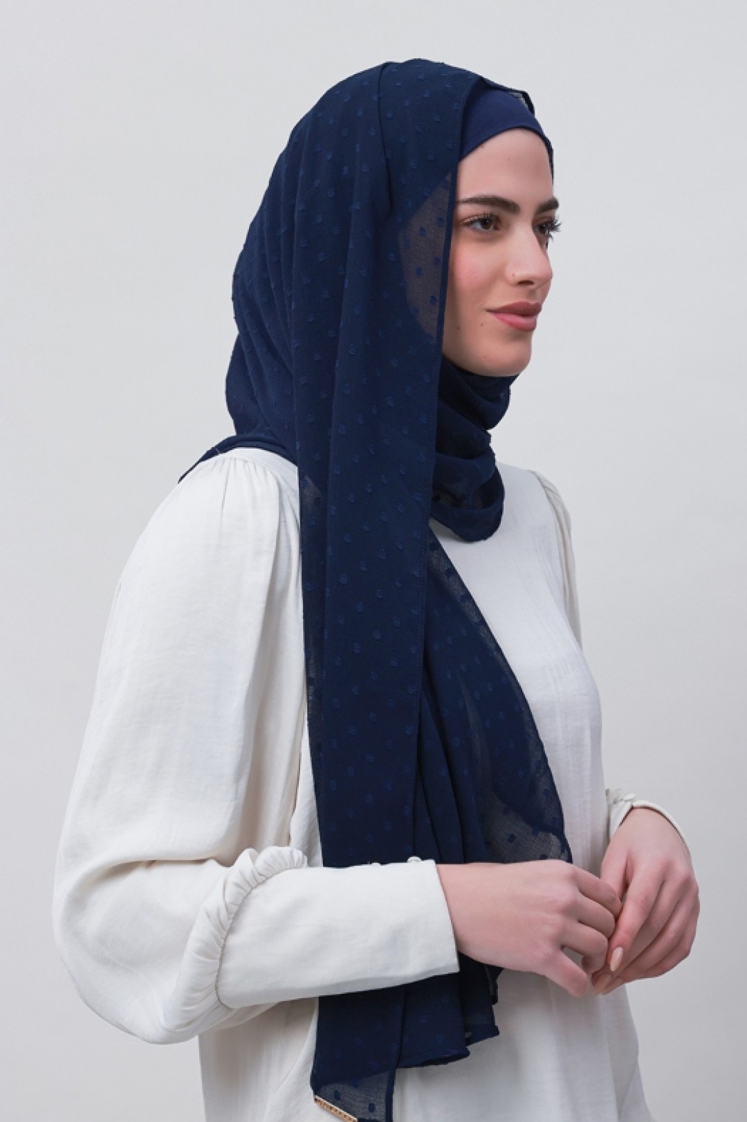 Captain Blue - Plain Mosaic Butti Chiffon