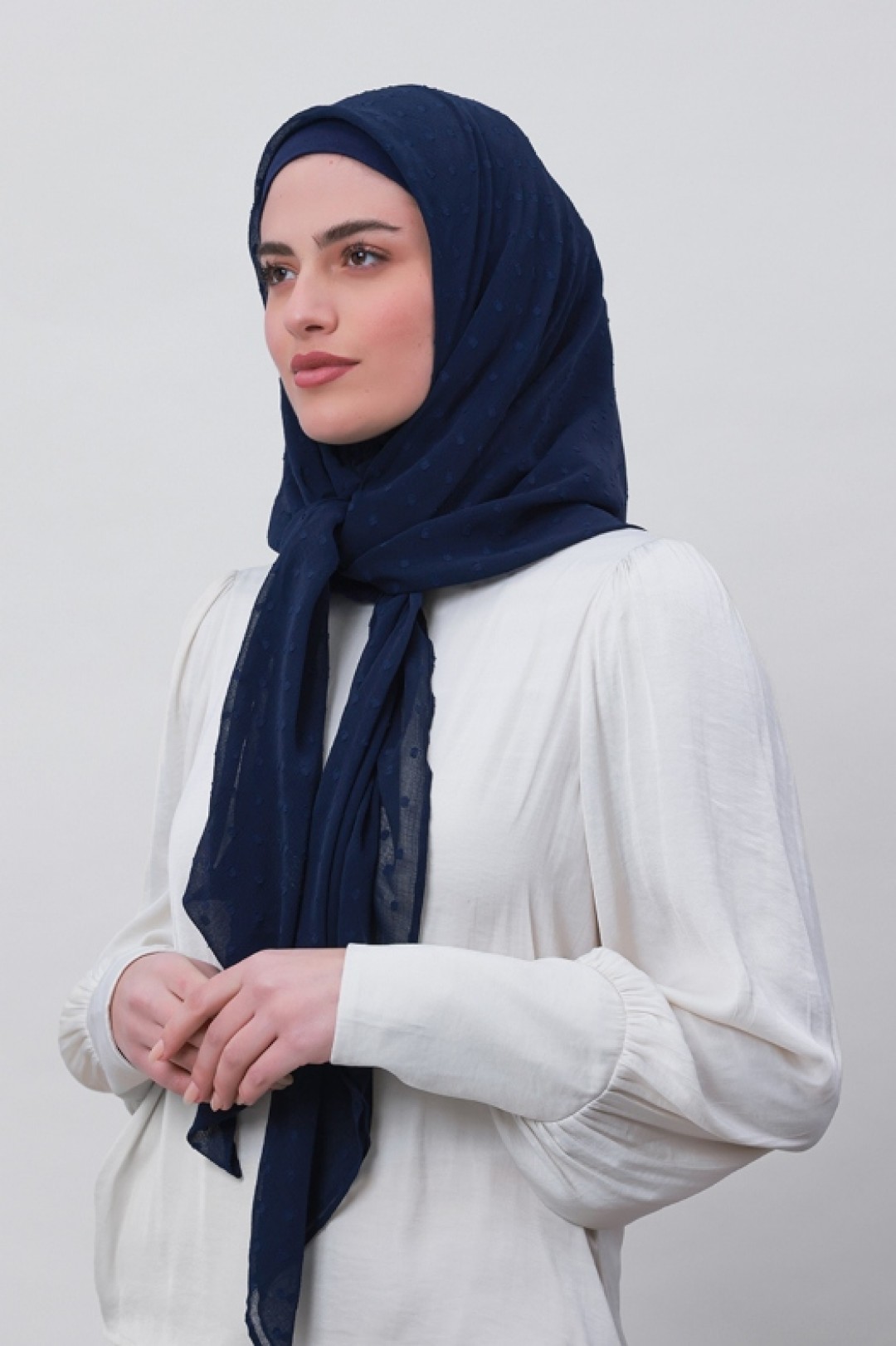 Captain Blue - Plain Mosaic Butti Chiffon