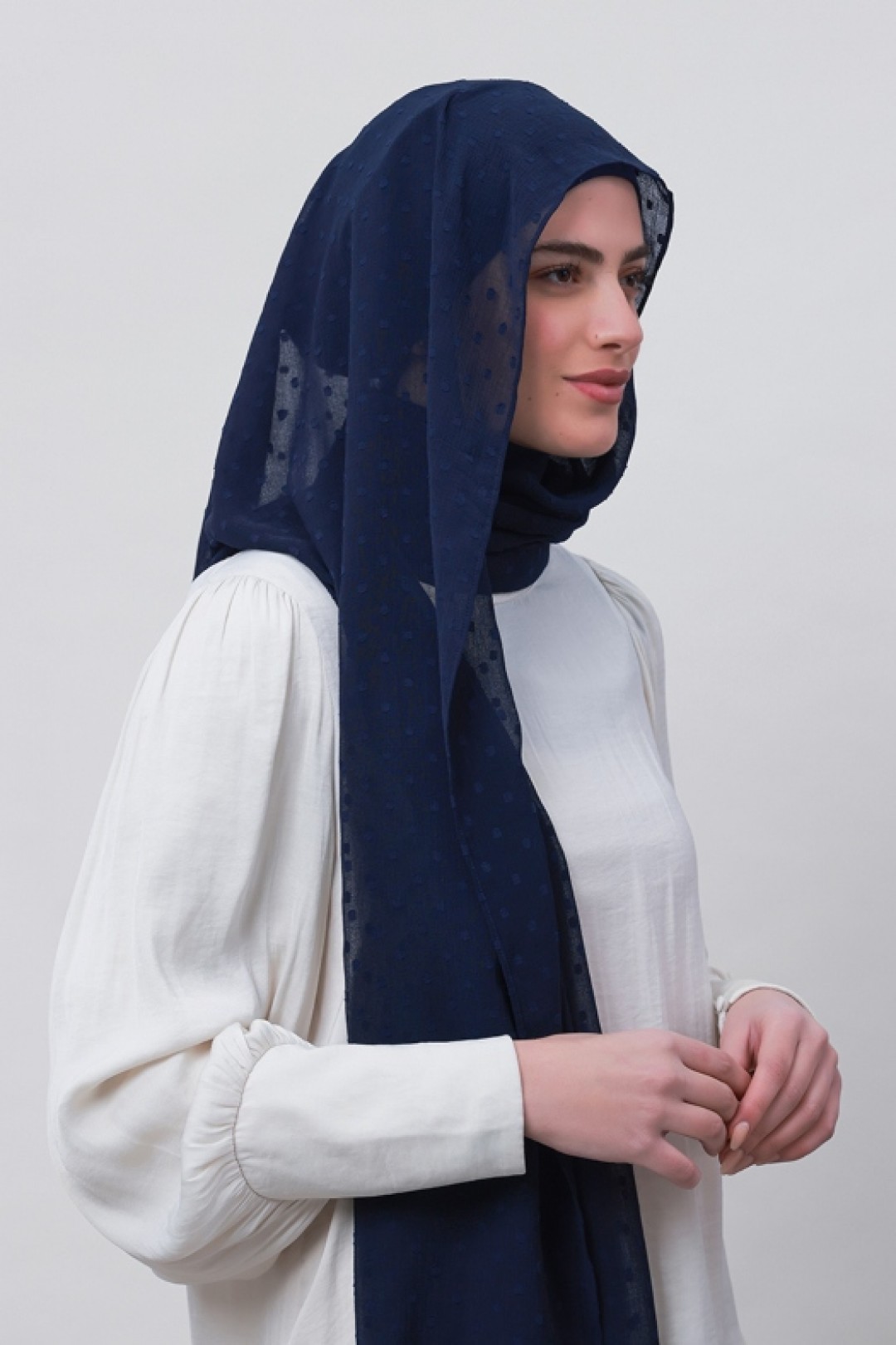 Captain Blue - Plain Mosaic Butti Chiffon