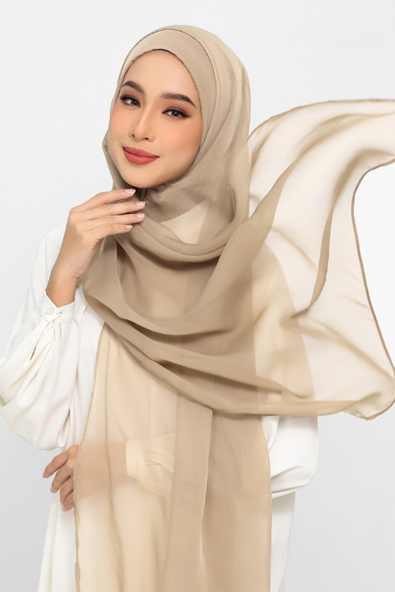 Neutral Beige - Plain Crinkled Chiffon