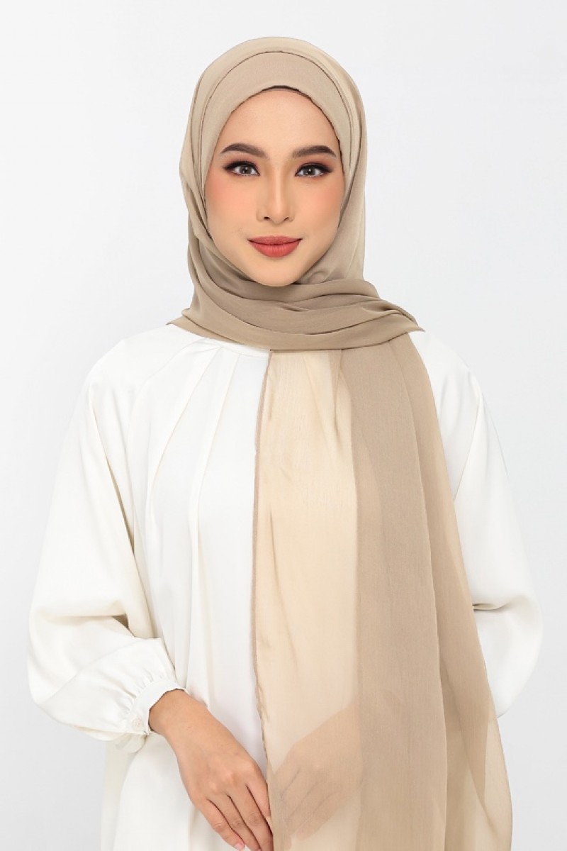 Neutral Beige - Plain Crinkled Chiffon