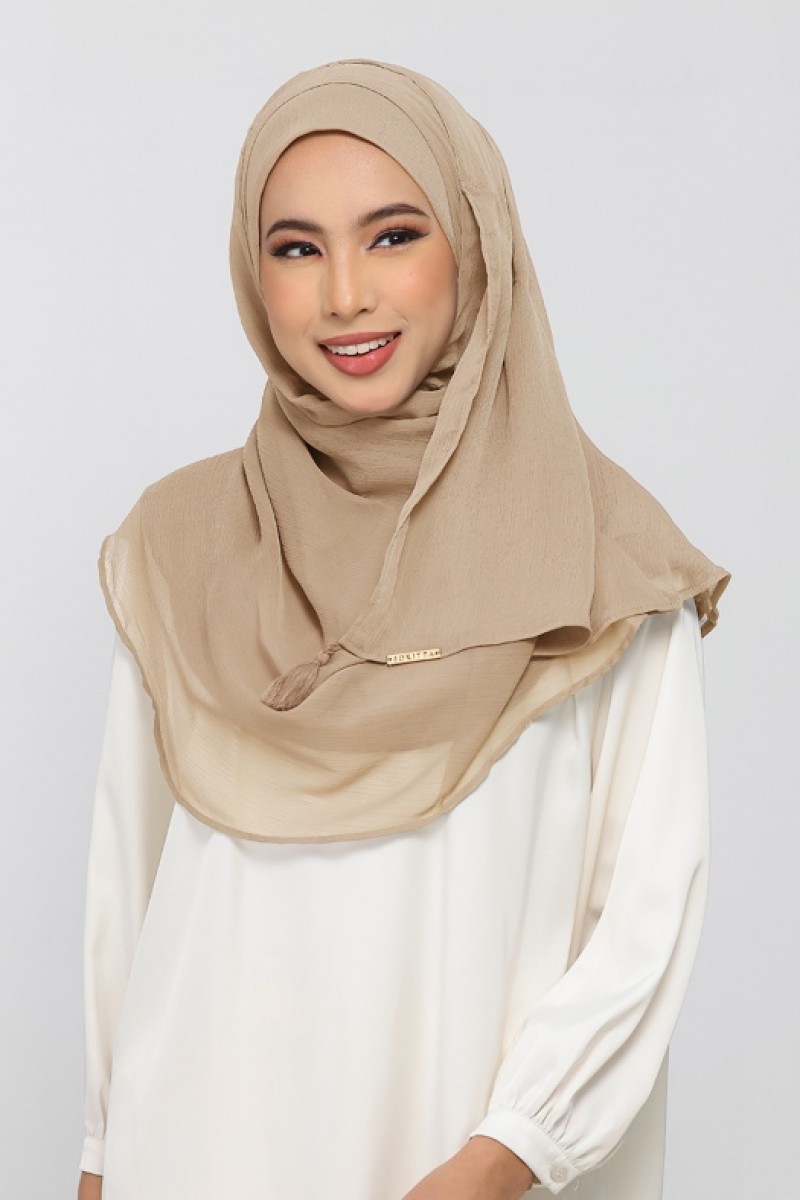 Neutral Beige - Plain Crinkled Chiffon