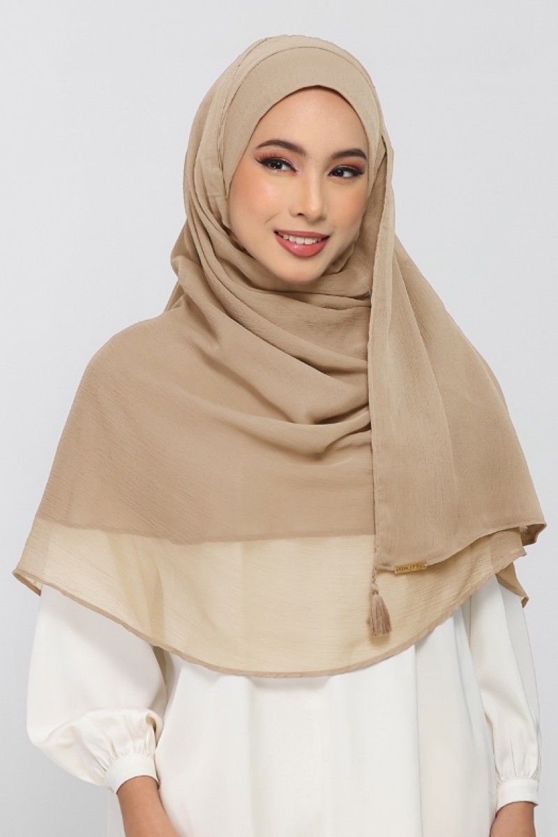 Neutral Beige - Plain Crinkled Chiffon