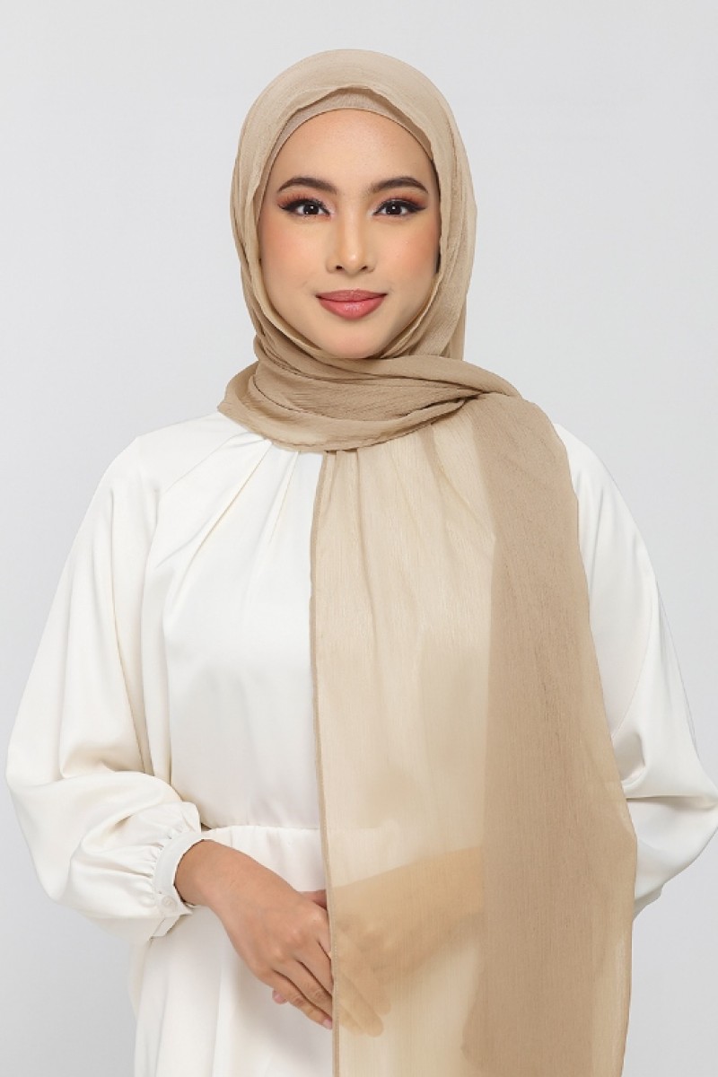 Neutral Beige - Plain Crinkled Chiffon