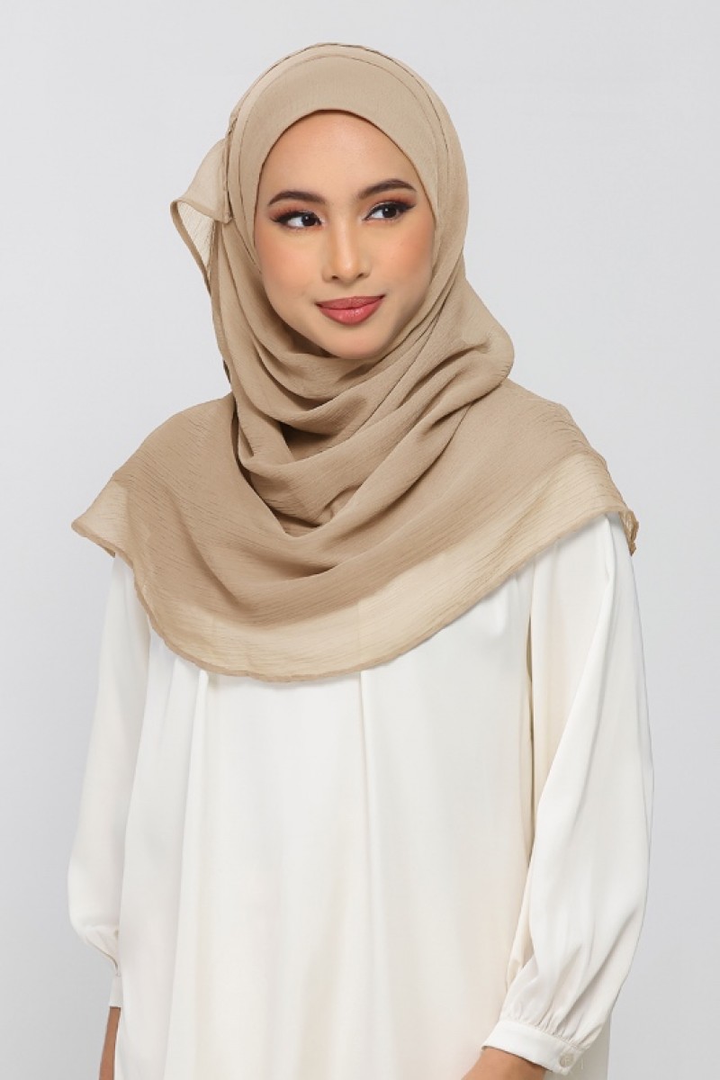 Neutral Beige - Plain Crinkled Chiffon